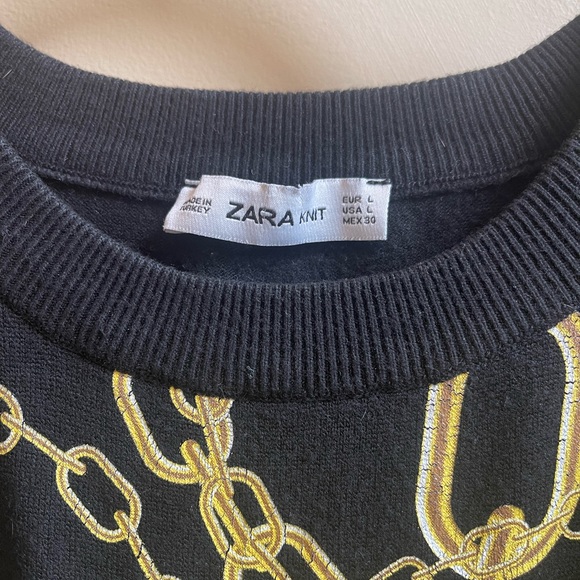 Zara Knit Gold Chain Print Sweater - Picture 4 of 12
